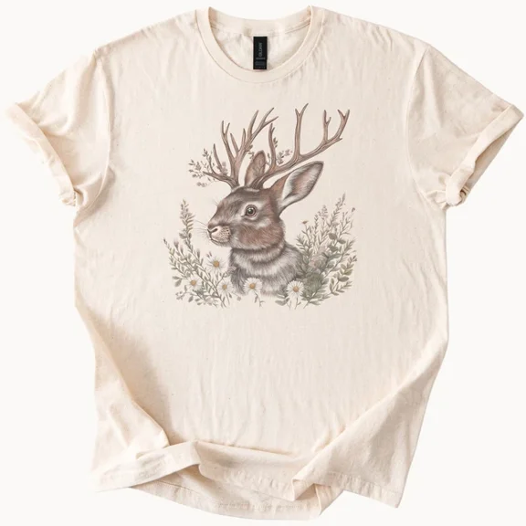 Hot Trending Jackalope Tee Rabbit Antlers Mythical Creature Graphic Shirt Design Preview Only