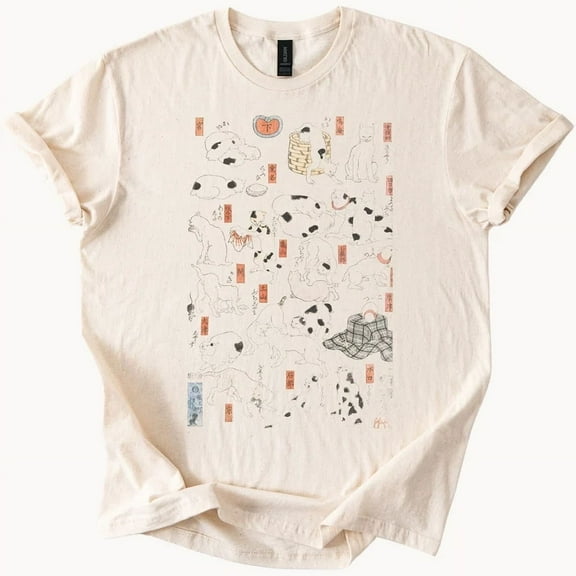 Hot Trending Japanese Cat Art Tee Utagawa Feline Woodblock Shirt Design Preview Only