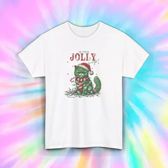 Hot Trending Jolly Enough Cat Shirt Funny Grumpy Holiday Gift Design Preview Only