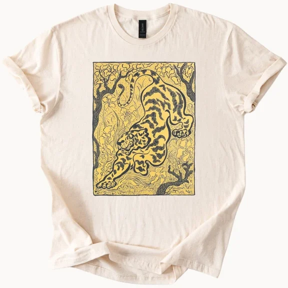 Hot Trending Jungle Tiger Tee Cat Graphic T Shirt Animal Art Top Design Preview Only