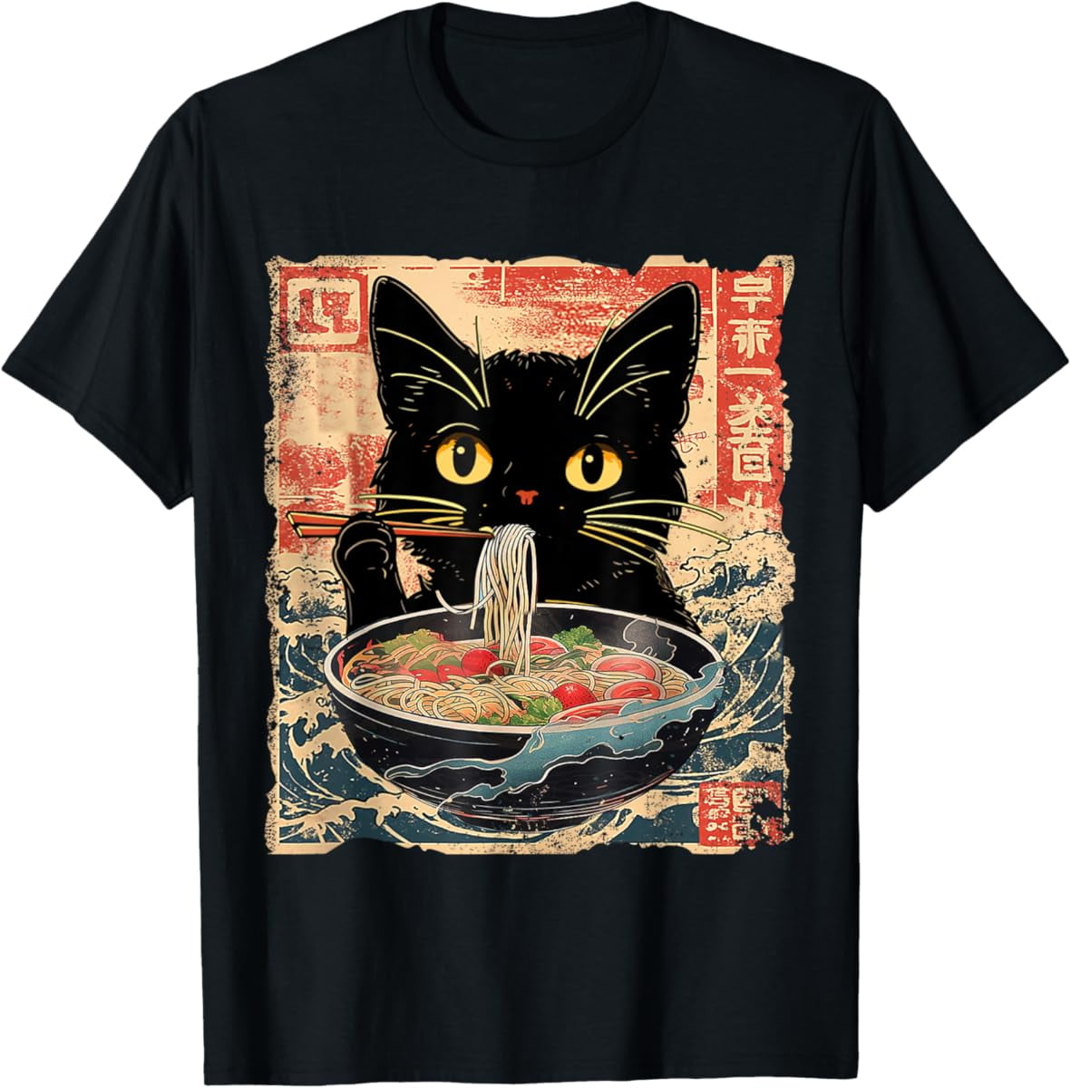 Hot Trending Kawaii Cat Ramen Funny Graphic Tee Japanese Anime Cat Food ...