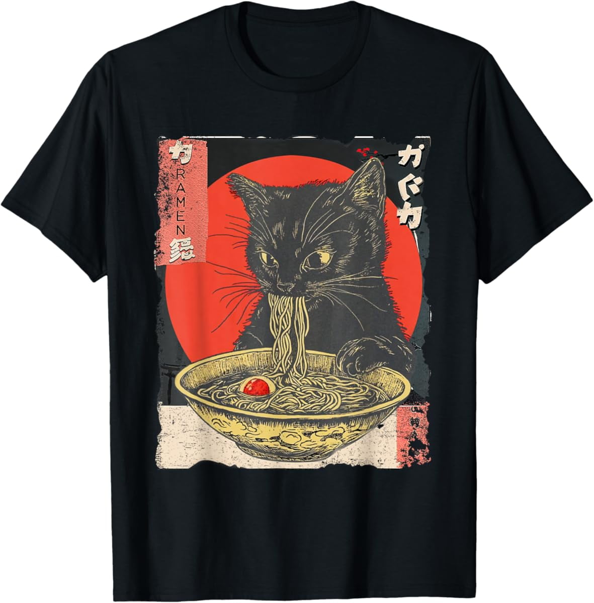 Hot Trending Kawaii Cat Ramen Noodle Japanese Funny Graphic Tee Anime ...