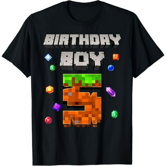 Hot Trending Kids 5th Birthday Boy 5 Video Gamer Pixel T-Shirt Vintage Tee -Birthday Gifts