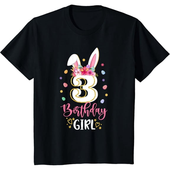 Hot Trending Kids Birthday Princess Floral Bunny 3rd Birthday Girl 3 Yrs Old T-Shirt Vintage Tee -Birthday Gifts