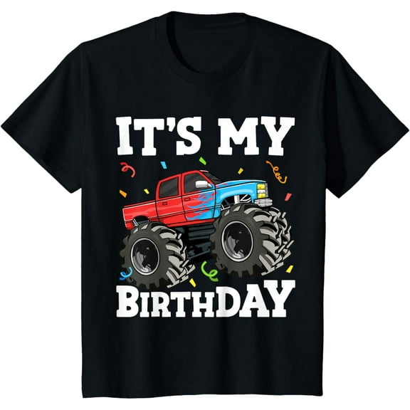 Hot Trending Kids It's My Birthday Monster Truck Birthday Boy Kids Toddler T-Shirt Vintage Tee -Birthday Gifts