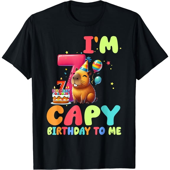 Hot Trending Kiraa Tee With 7Th Birthday Capybara I'M 7 Year Old Capy Birthday To Me Unisex S-5Xl T-Shirt