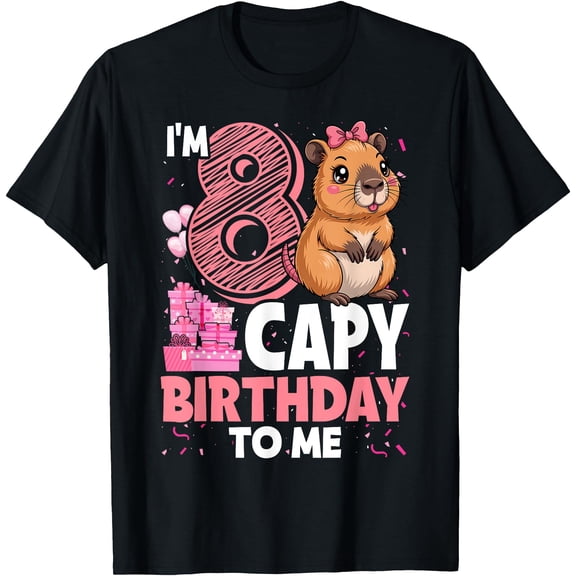 Hot Trending Kiraa Tee With 8 Years Capy Birthday To Me Women 8Th Birthday Capybara Unisex S-5Xl T-Shirt