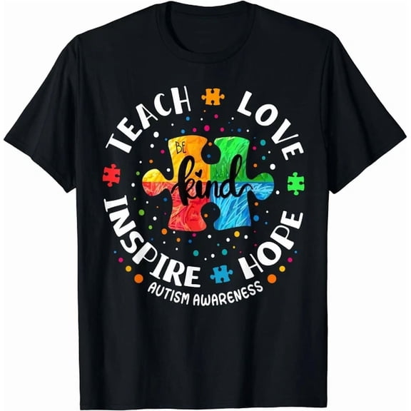 Hot Trending Kiraa Tee With Autism Awareness Teacher Teach Hope Love Inspire Unisex S-5Xl T-Shirt