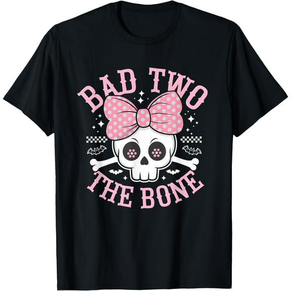 Hot Trending Kiraa Tee With Bad Two The Bone Skull With Pink Bow For Unisex S-5Xl T-Shirt