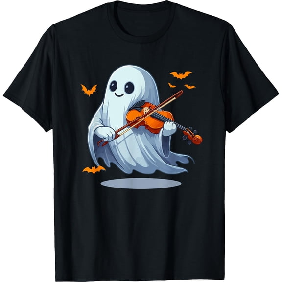 Hot Trending Kiraa Tee With Boo Ghost Playing Violin Musical Instrument Unisex S-5Xl T-Shirt