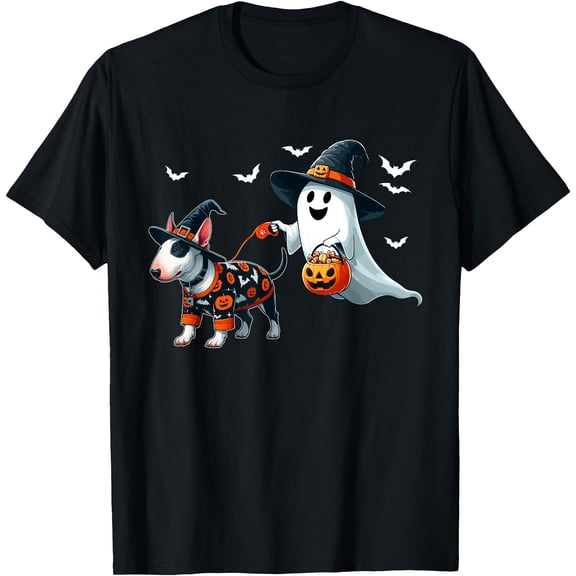 Hot Trending Kiraa Tee With Boo Ghost With Bull Terrier As Witch Owner Unisex S-5Xl T-Shirt