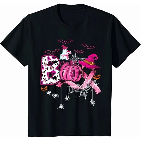 Hot Trending Kiraa Tee With Boo Pumpkin Pink Ribbon Witch Breast Cancer Unisex S-5Xl T-Shirt