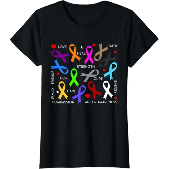 Hot Trending Kiraa Tee With Cancer Awareness Fight Cancer Ribbons T-Shirt
