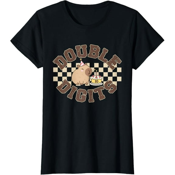 Hot Trending Kiraa Tee With Double Digits 10Th Birthday Shirt Capybara Ten Year Old Unisex S-5Xl T-Shirt