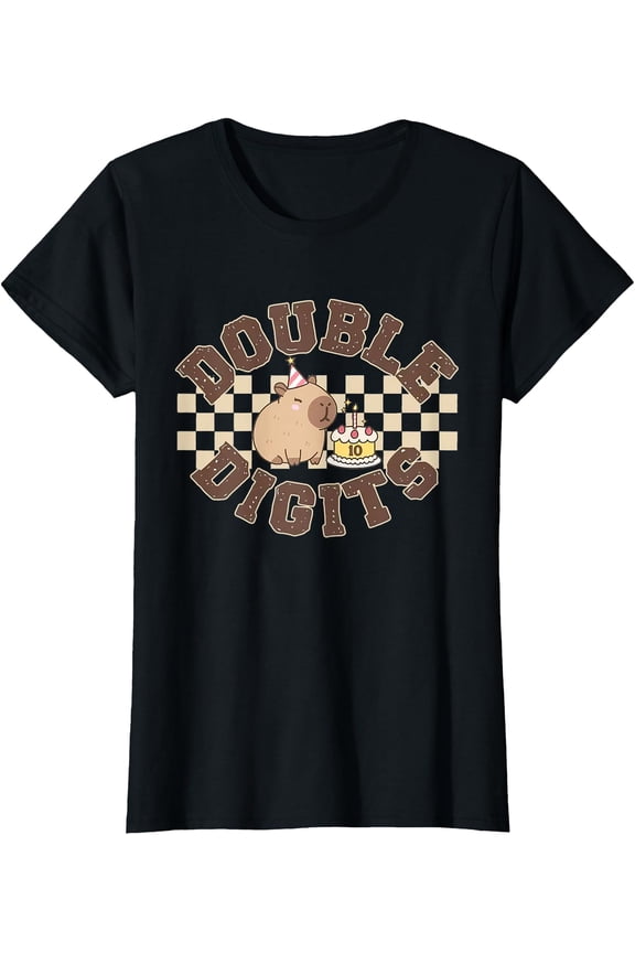 Hot Trending Kiraa Tee With Double Digits 10Th Birthday Shirt Capybara Ten Year Old Unisex S-5Xl T-Shirt