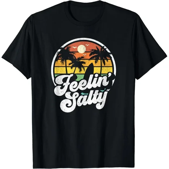 Hot Trending Kiraa Tee With Feeling Salty Island Vacation Surfing Palm Retro Unisex S-5Xl T-Shirt