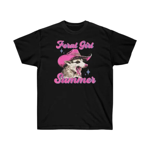 Hot Trending Kiraa Tee With Feral Girl Summer Opossum Shirt, Opossum T-Shirt, Feral Shirt,Cowgirl