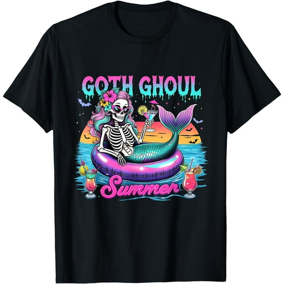Hot Trending Kiraa Tee With Goth Ghoul Summer Mermaid Skeleton Beach Humor Unisex S-5Xl T-Shirt