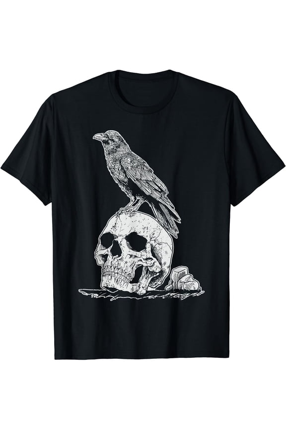 Hot Trending Kiraa Tee With Gothic Animal Raven Creepy Bird Skull Spooky Viking Crow Unisex S-5Xl T-Shirt
