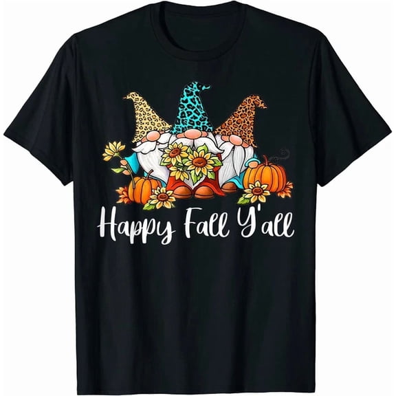 Hot Trending Kiraa Tee With Happy Fall Y'All Tee Gnome Leopard Pumpkin Autumn Unisex S-5Xl T-Shirt