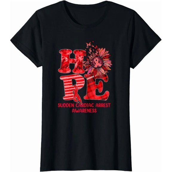 Hot Trending Kiraa Tee With Hope Sudden Cardiac Arrest Awareness Month Red Ribbon T-Shirt