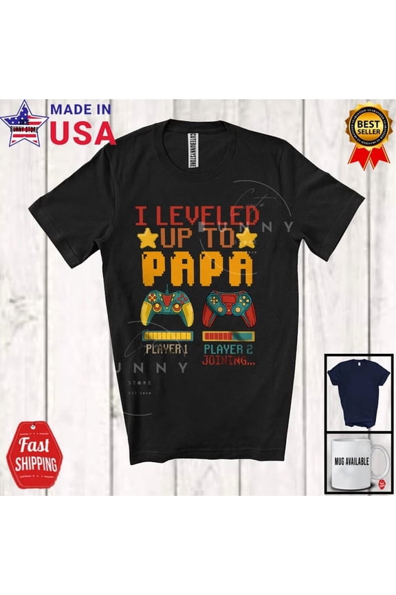 Hot Trending Kiraa Tee With I Leveled Up To Papa, Cool Father'S Day Gamer, Vintage Pregnancy Family Shirt