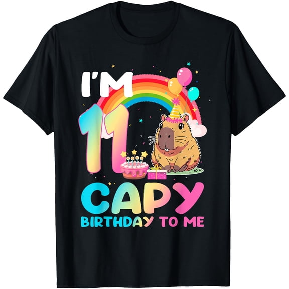 Hot Trending Kiraa Tee With I'M 11 Year Old Capy Happy Birthday To Me 11Th Bday Capybara Unisex S-5Xl T-Shirt