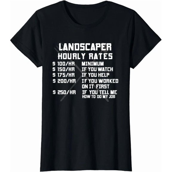 Hot Trending Kiraa Tee With Landscaper X Hourly Rate Lawn Mowing Gardening T-Shirt