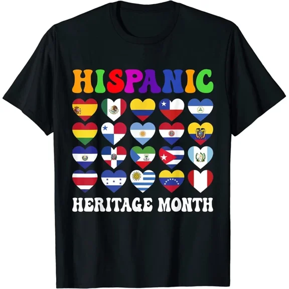 Hot Trending Kiraa Tee With Latino Countries Flags Heart Hispanic Heritage Month Unisex S-5Xl T-Shirt