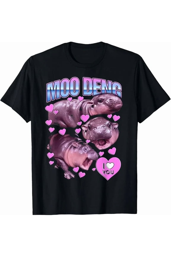 Hot Trending Kiraa Tee With Moo Deng Hippo Baby Pigmy Souvenir Design Unisex S-5Xl T-Shirt