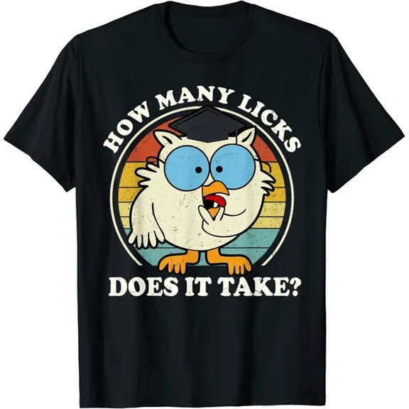 Hot Trending Kiraa Tee With Owl How Many Licks Does It Take Retro Vintage Unisex S-5Xl T-Shirt