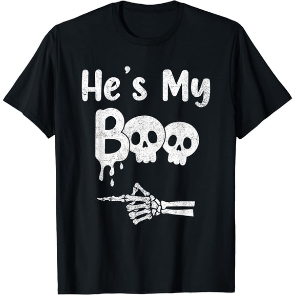 Hot Trending Kiraa Tee With Pajama Couples, He'S My Boo Skull Face Unisex S-5Xl T-Shirt
