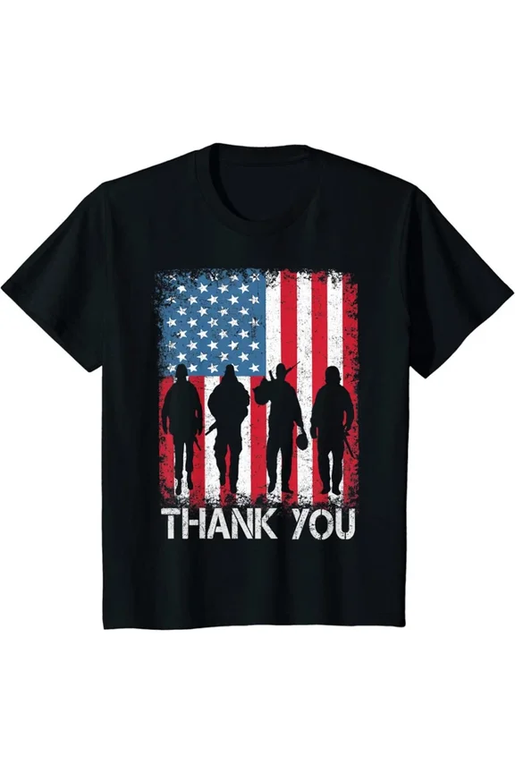 Hot Trending Kiraa Tee With Patriotic American Flag Thank You Usa Army Military Unisex S-5Xl T-Shirt