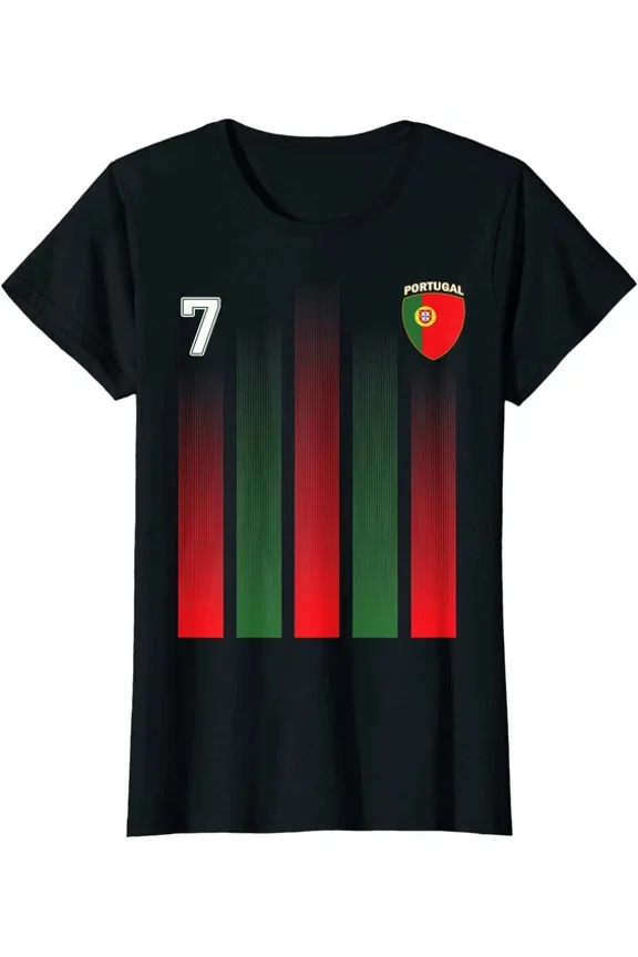 Hot Trending Kiraa Tee With Portugal Soccer Jersey Style Portugal 7 Football Fans T-Shirt
