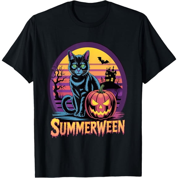 Hot Trending Kiraa Tee With Retro Black Cat Spooky Cute Art Summerween Vibes Unisex S-5Xl T-Shirt