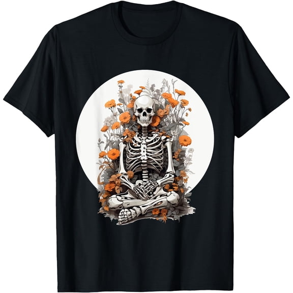 Hot Trending Kiraa Tee With Skeleton Sitting Flowers Funny Grunge Skull Unisex S-5Xl T-Shirt