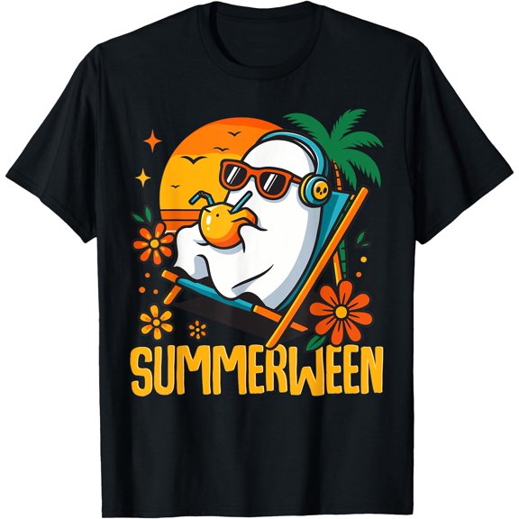Hot Trending Kiraa Tee With Summerween Funny Ghost Summer Beach Vibes Tee Unisex S-5Xl T-Shirt