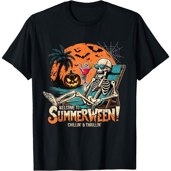 Hot Trending Kiraa Tee With Summerween Skeleton Beach Tropical Art Unisex S-5Xl T-Shirt