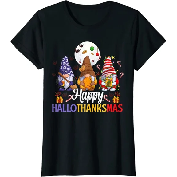 Hot Trending Kiraa Tee With Thanksgiving Happy Hallothanksmas Gnomes T-Shirt