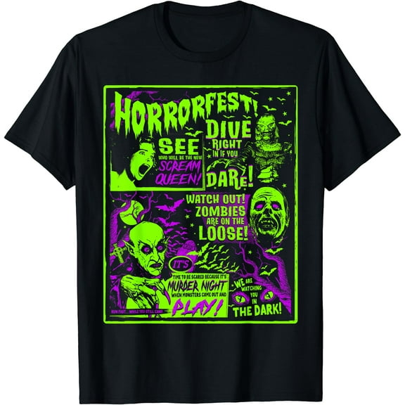 Hot Trending Kiraa Tee With Vintage Horrorfest Poster Movie Old Time Horror Unisex S-5Xl T-Shirt