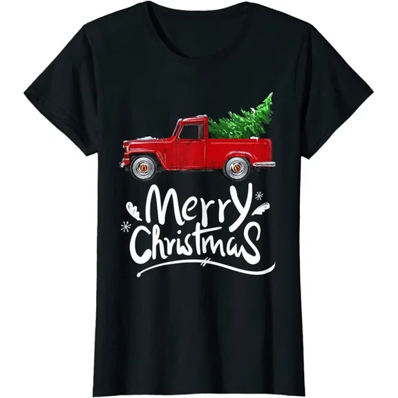 Hot Trending Kiraa Tee With Vintage Wagon Red Truck Tree Gift Tee T-Shirt