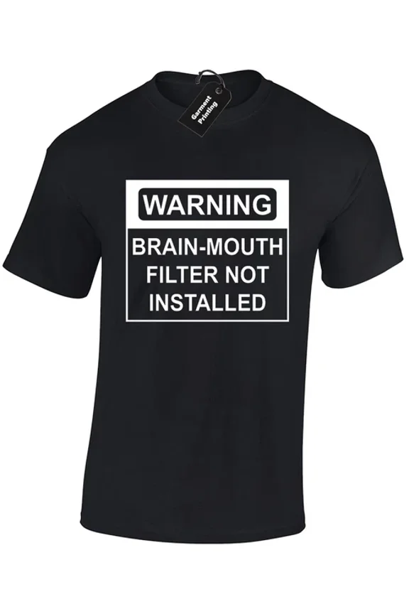 Hot Trending Kiraa Tee With Warning Brain Mouth Filter Joke Quality New Unisex S-5Xl T-Shirt