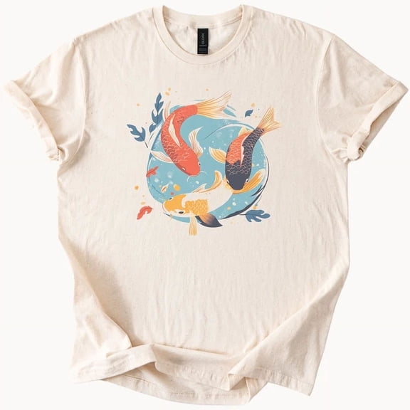 Hot Trending Koi Fish Graphic Tee Elegant Carp Shirt Artistic Fish Top Design Preview Only