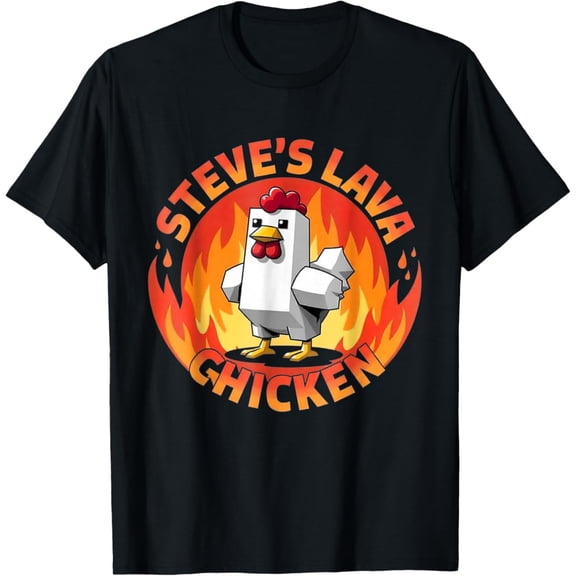 Hot Trending Lava Chicken Miners Meme Steve Pixel Gaming Boys Kids Game T-Shirt Vintage Tee -Birthday Gifts