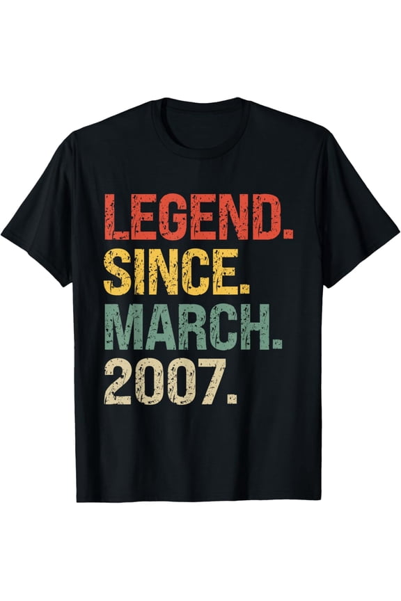 Hot Trending Legend Since March 2007 17th Birthday Gifts 17 Year Old T-Shirt Vintage Tee -Birthday Gifts