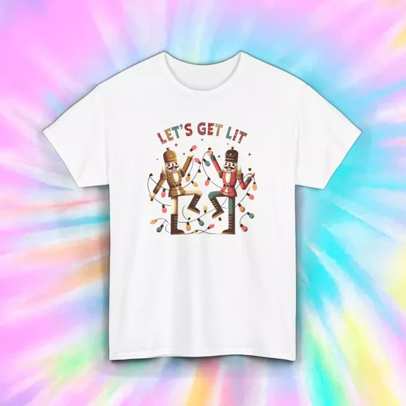 Hot Trending Lets Get Lit Nutcracker T-Shirt Funny Holiday Lights Gift Design Preview Only