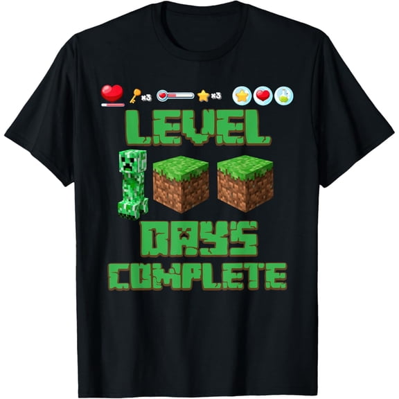 Hot Trending Level 100 Days of School Unlocked Gaming Pixel 100th Day T-Shirt Vintage Tee -Birthday Gifts