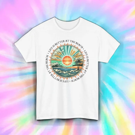 Hot Trending Life Is Better At The Beach Ocean Sunset Palm Trees Graphic Design Preview Only