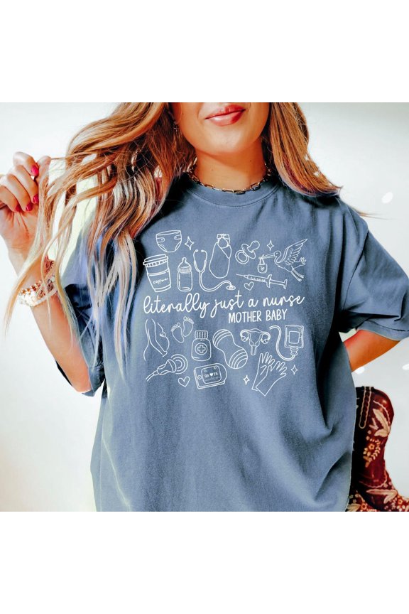 Hot Trending With Literally Just A Nurse Mother Baby Nurse Shirt Stork Squad Labor & Delivery Shirt Ob Nurse Mother Baby Nurse Ob Nurse Shirt Design Preview Only