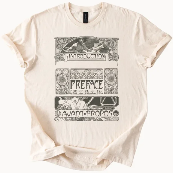 Hot Trending Literary Tee Art Nouveau Book Sections Graphic T-Shirt Design Preview Only